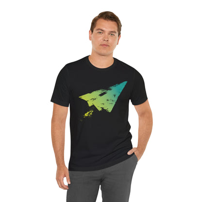 Paper Airplane Graphic Tee — Green Gradient Flight T‑Shirt