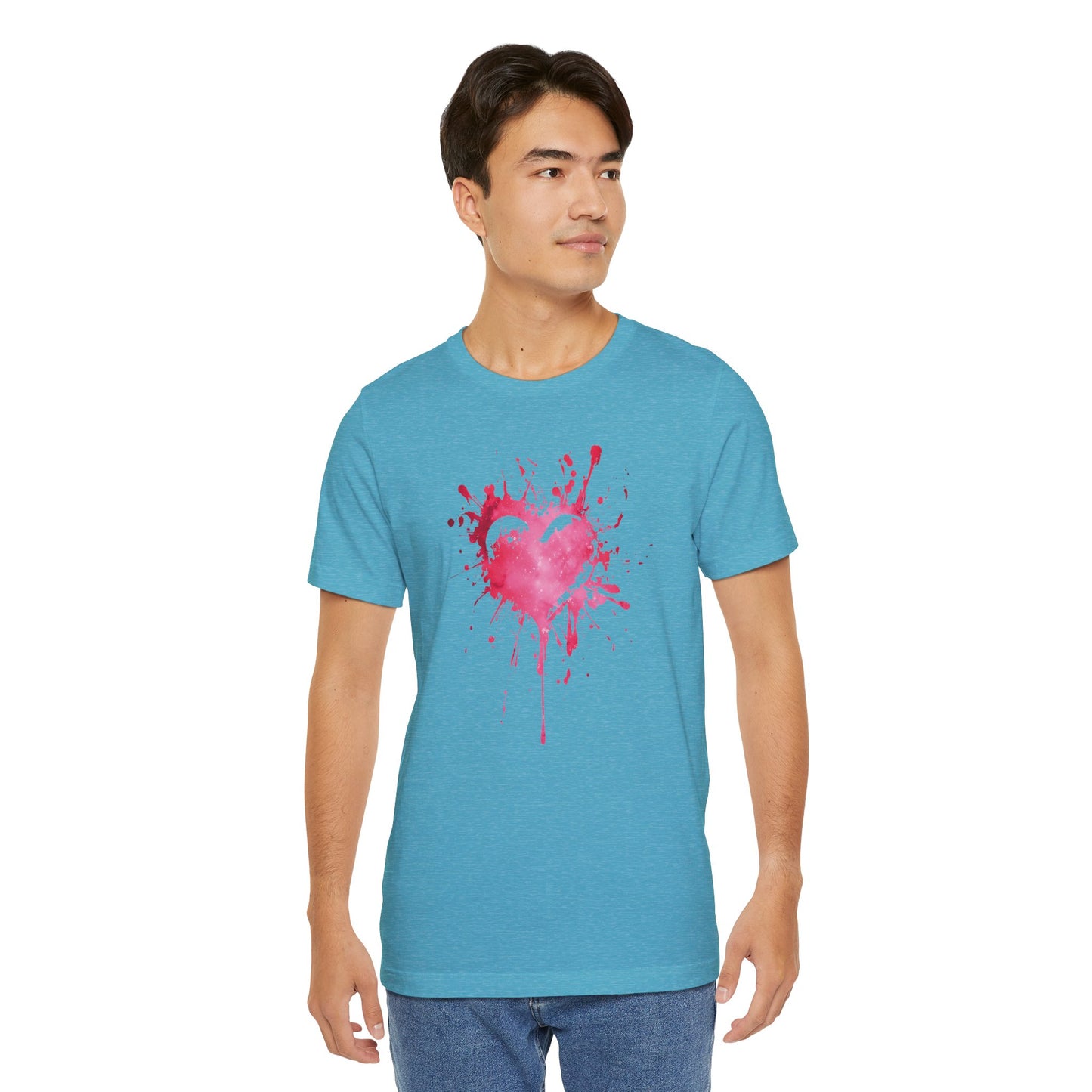 Heart Paint Splash T‑Shirt — Watercolor Pink Heart Graphic Tee