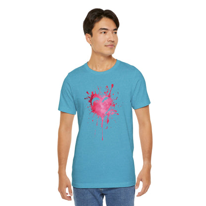 Heart Paint Splash T‑Shirt — Watercolor Pink Heart Graphic Tee
