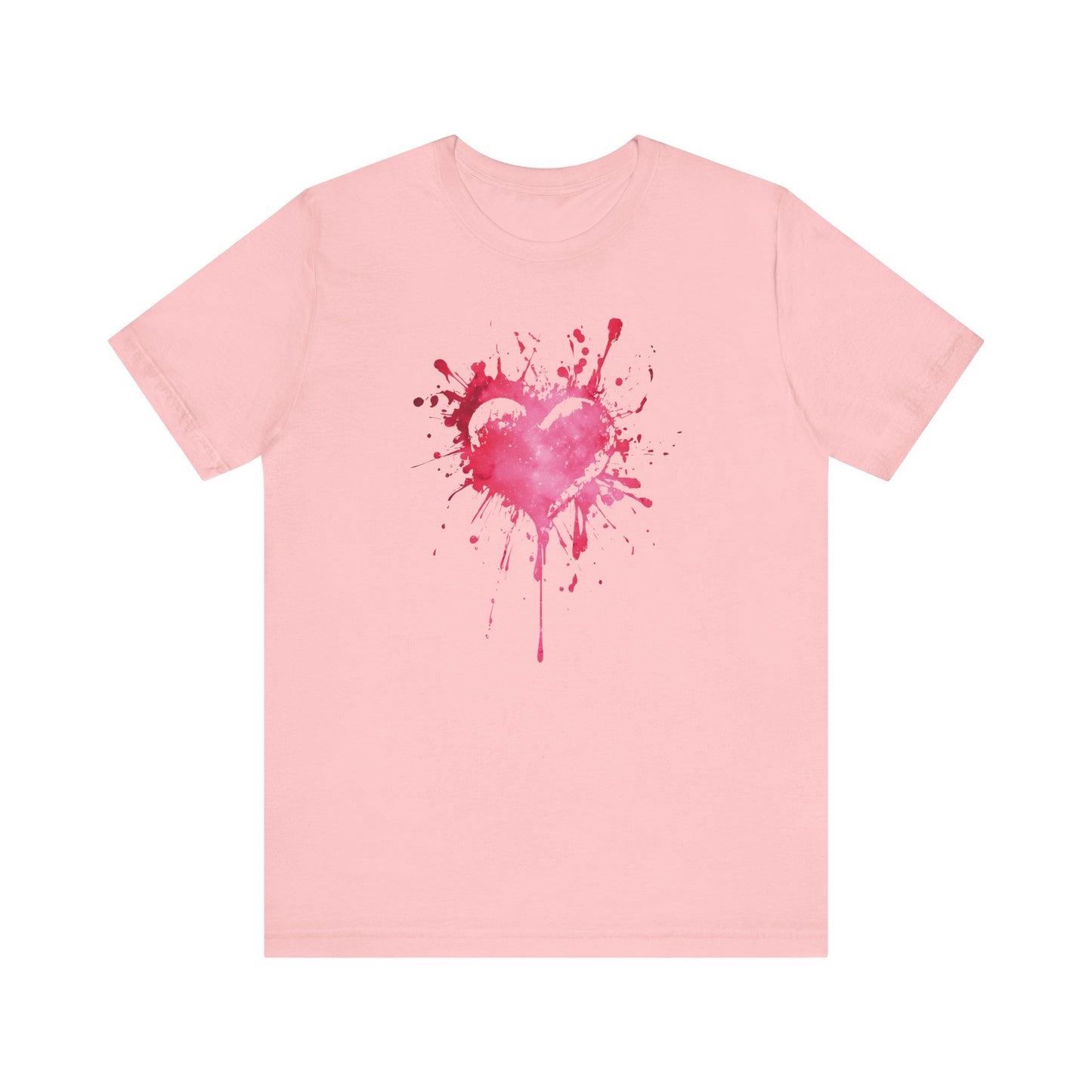 Heart Paint Splash T‑Shirt — Watercolor Pink Heart Graphic Tee