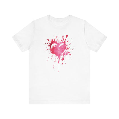 Heart Paint Splash T‑Shirt — Watercolor Pink Heart Graphic Tee