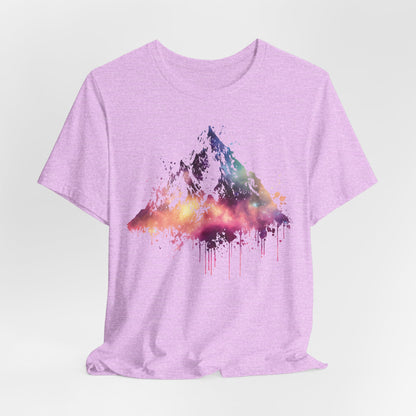 Space Mountain Watercolor Tee — Colorful Drip Peak Graphic T-Shirt