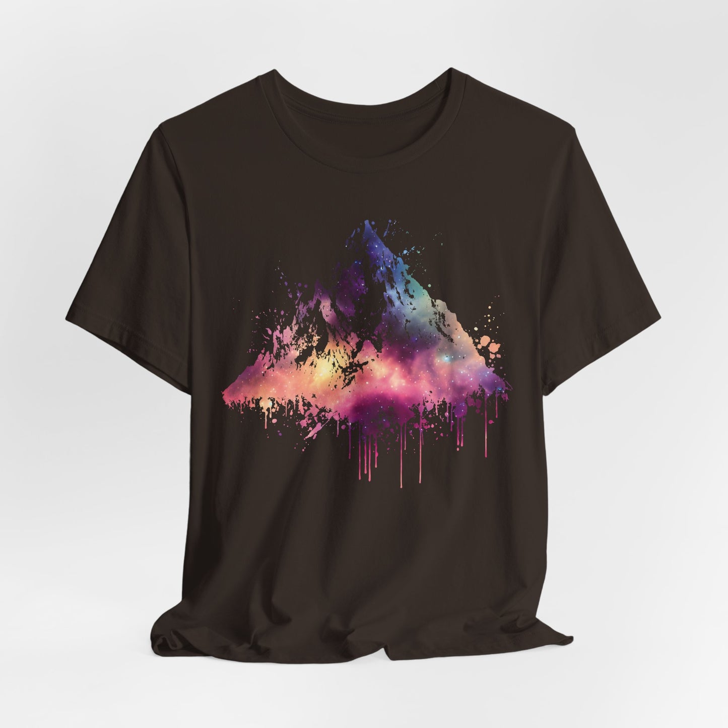 Space Mountain Watercolor Tee — Colorful Drip Peak Graphic T-Shirt