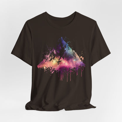 Space Mountain Watercolor Tee — Colorful Drip Peak Graphic T-Shirt