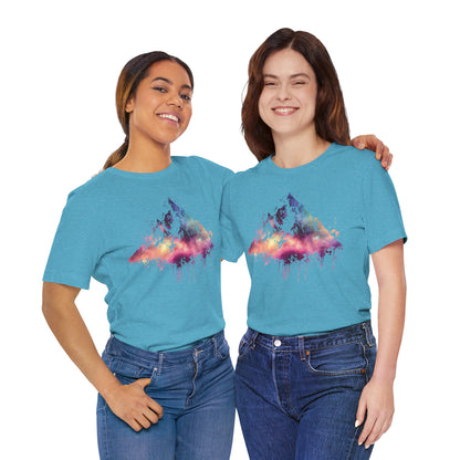 Space Mountain Watercolor Tee — Colorful Drip Peak Graphic T-Shirt