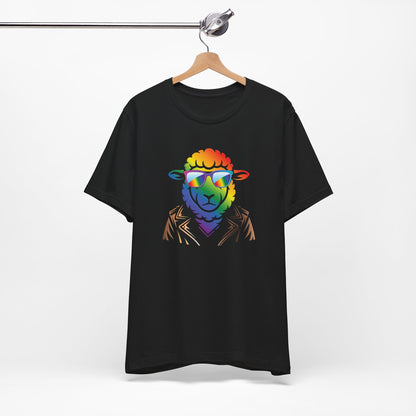 Cool Rainbow Sheep T-Shirt — Retro Sunglasses Lamb Graphic Tee