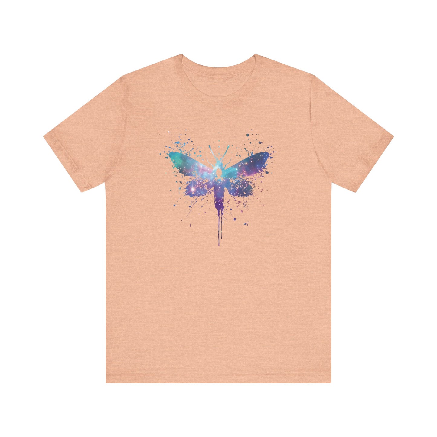 Galaxy Moth Graphic Tee - Watercolor Splatter Butterfly T-Shirt