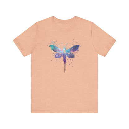 Galaxy Moth Graphic Tee - Watercolor Splatter Butterfly T-Shirt