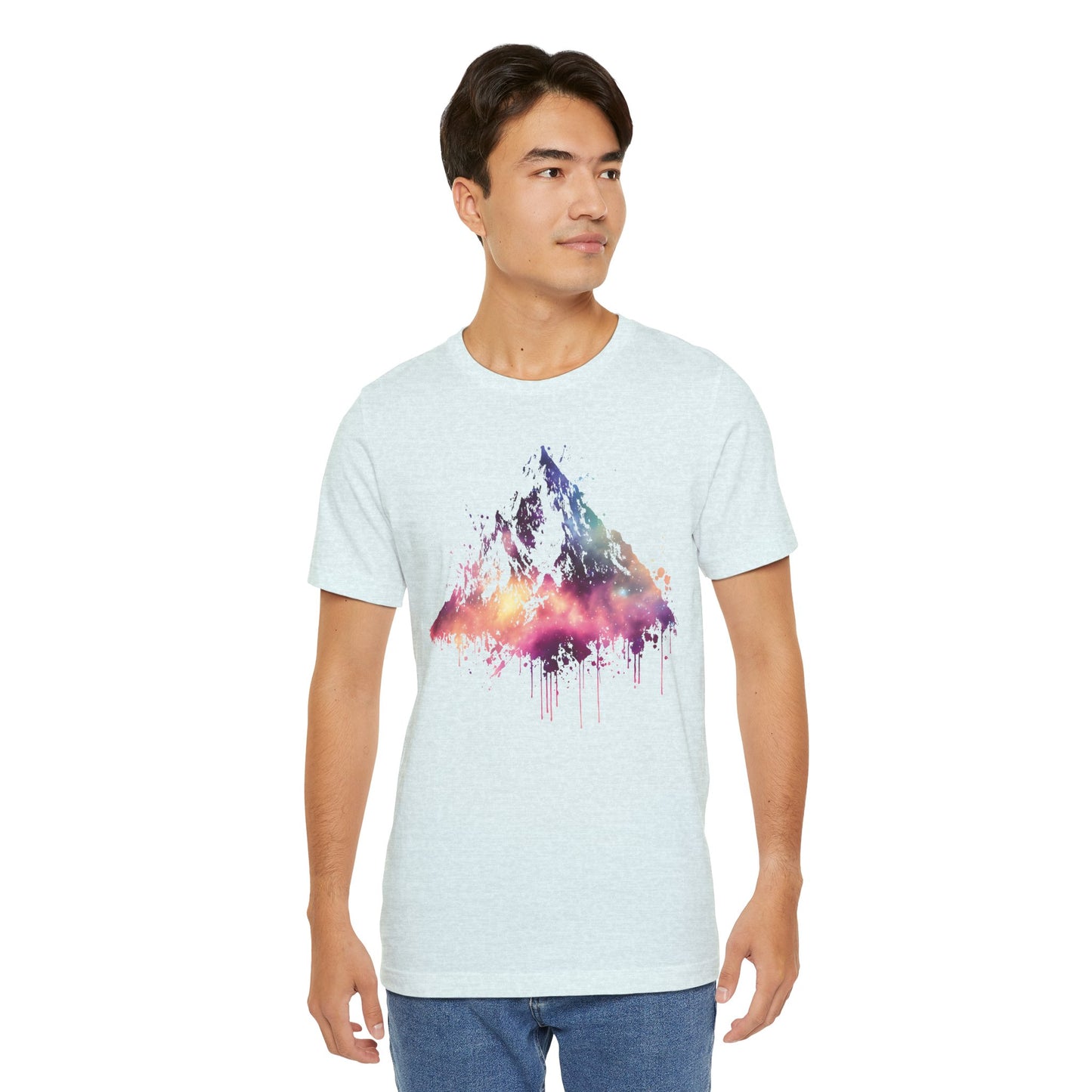 Space Mountain Watercolor Tee — Colorful Drip Peak Graphic T-Shirt