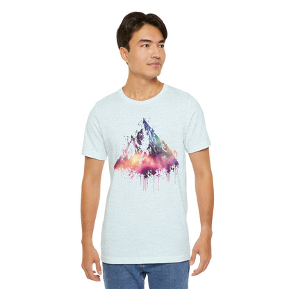 Space Mountain Watercolor Tee — Colorful Drip Peak Graphic T-Shirt