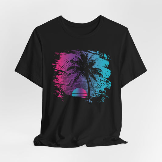 Retro Palm Sunset Tee — Vintage Beach Palm Tree T-Shirt