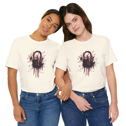 Locked Up Graphic Tee — Dark Splatter Lock Design