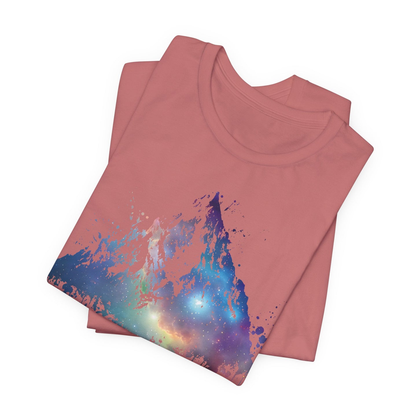 Space Mountain Watercolor Tee — Colorful Drip Peak Graphic T-Shirt