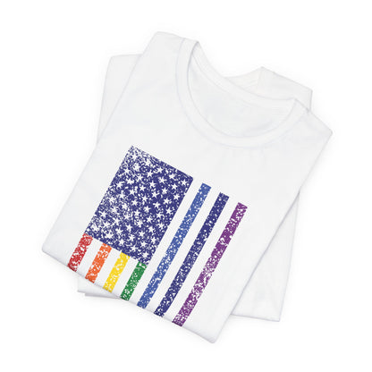 LGBTQ+ Distressed American Flag T-Shirt