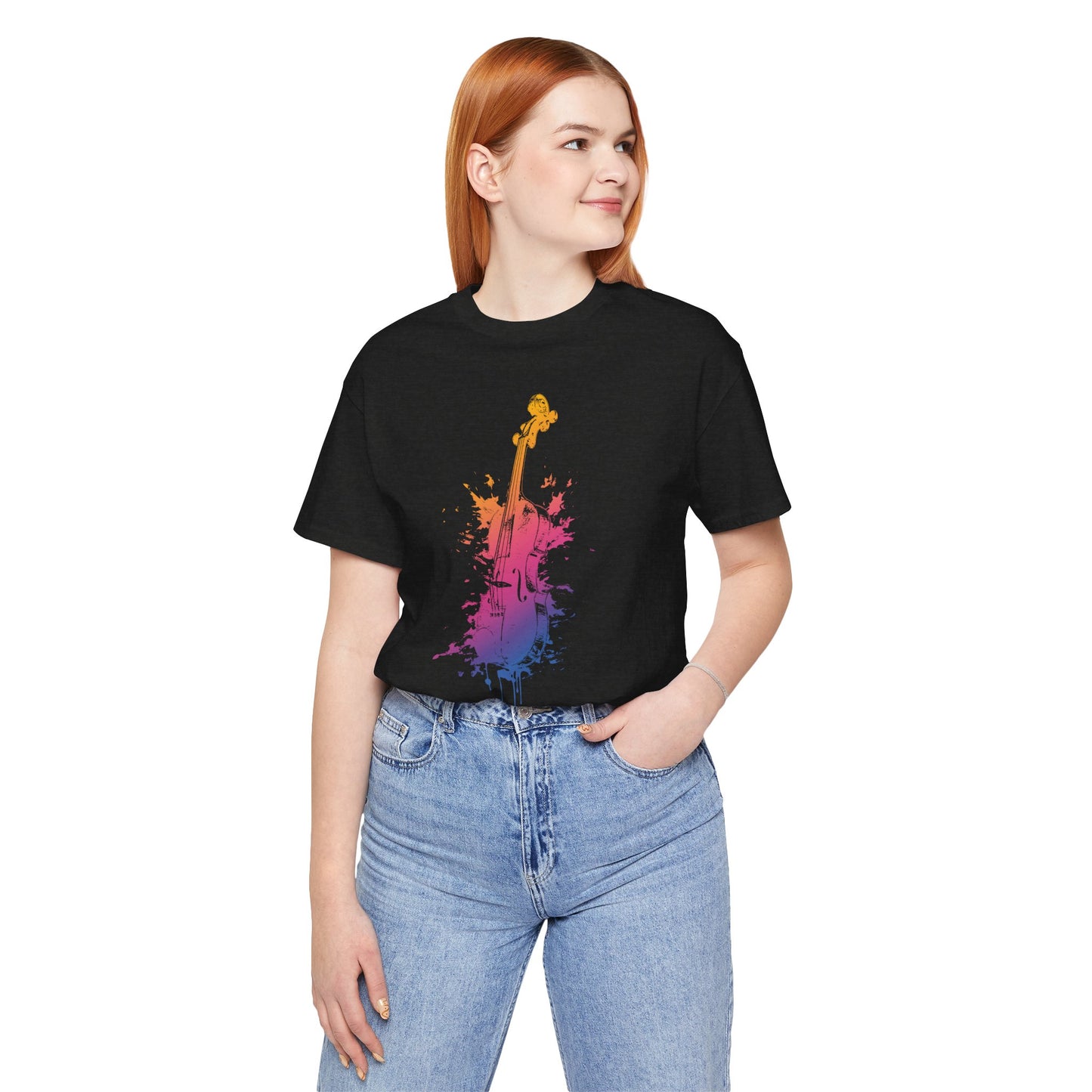 Colorful Violin Splash T-Shirt — Watercolor Musician Tee for Violinists & Music Lovers