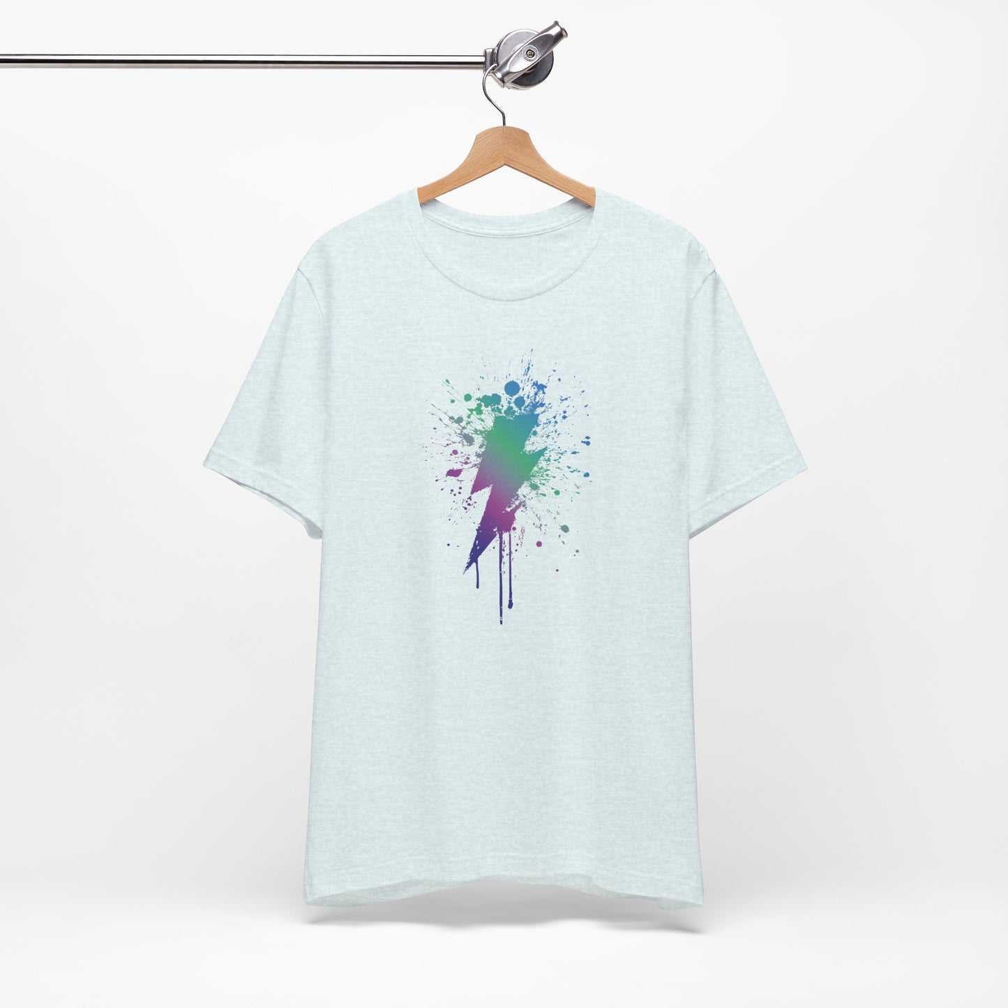 Lightning Bolt Paint-Splash T-Shirt — Colorful Graffiti Graphic Tee