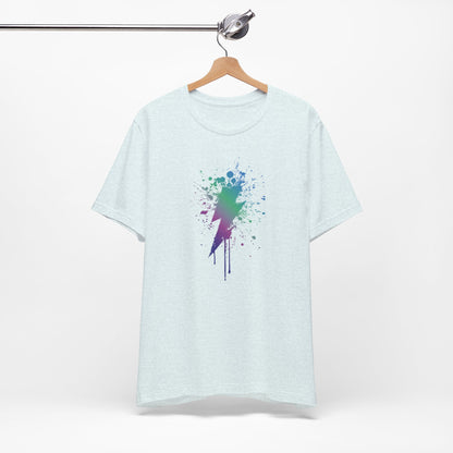Lightning Bolt Paint-Splash T-Shirt — Colorful Graffiti Graphic Tee