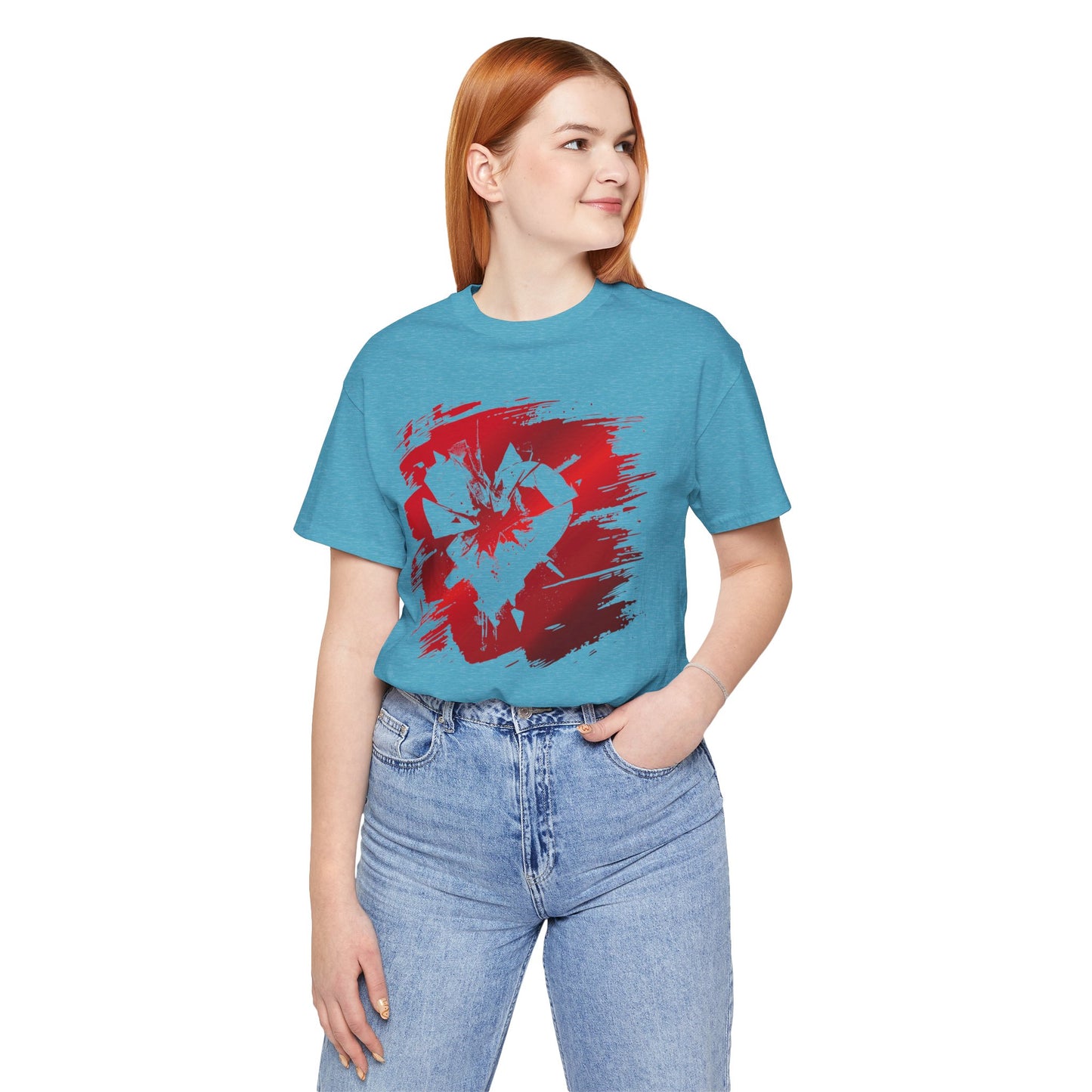 Broken Heart Brushstroke Tee — Distressed Red Heart Graphic Shirt