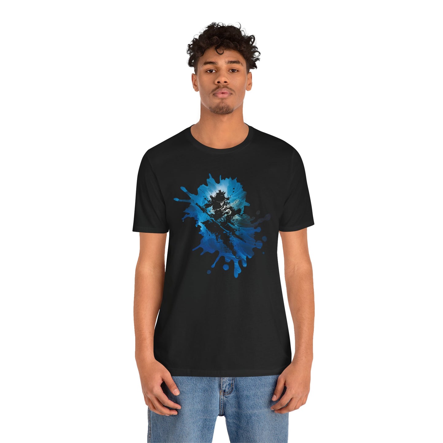Watercolor Skateboarder T-Shirt — Blue Splash Graphic Tee