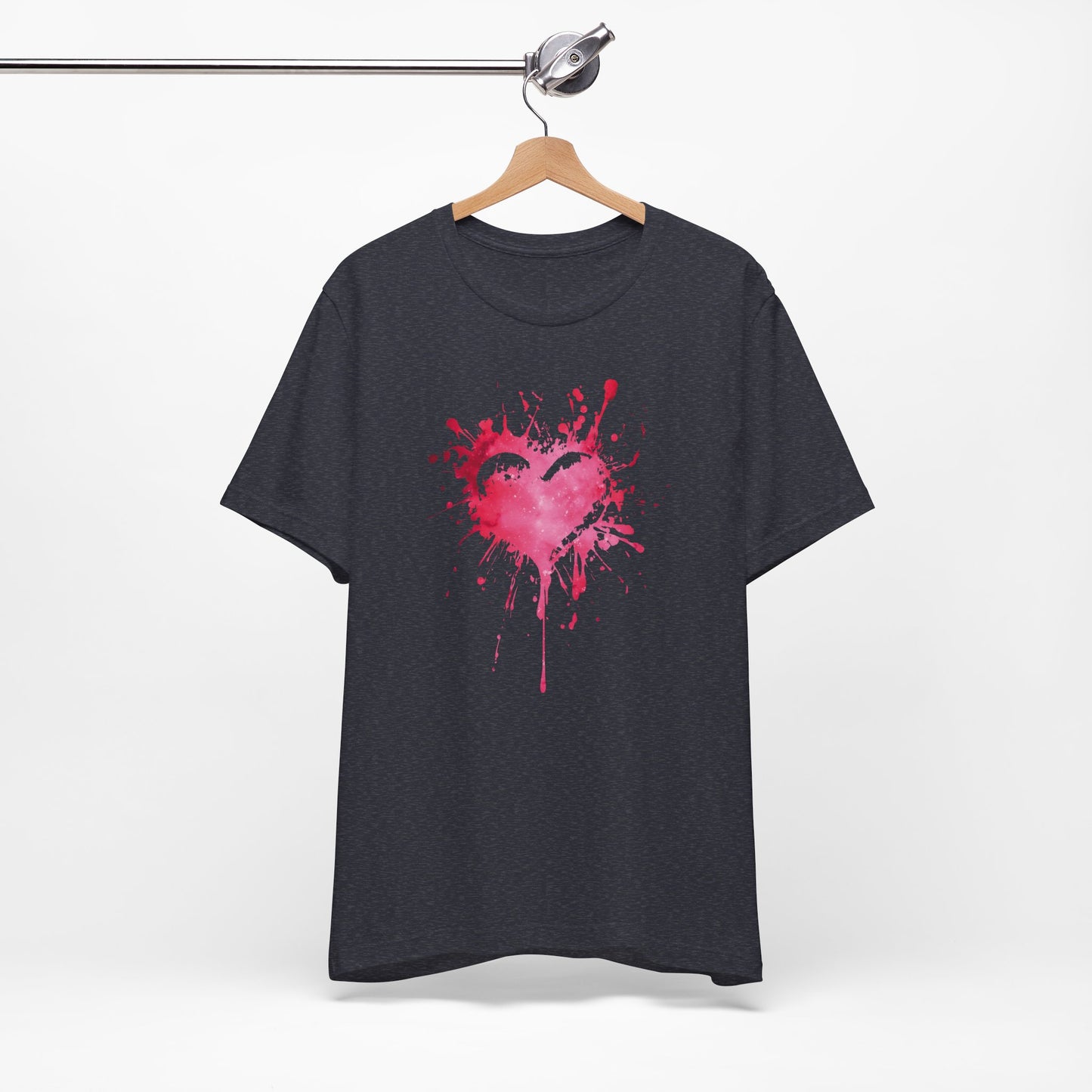 Heart Paint Splash T‑Shirt — Watercolor Pink Heart Graphic Tee