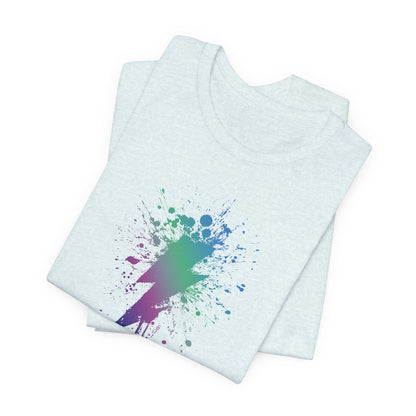 Lightning Bolt Paint-Splash T-Shirt — Colorful Graffiti Graphic Tee