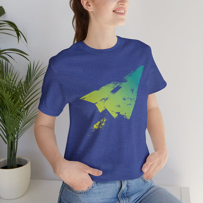 Paper Airplane Graphic Tee — Green Gradient Flight T‑Shirt