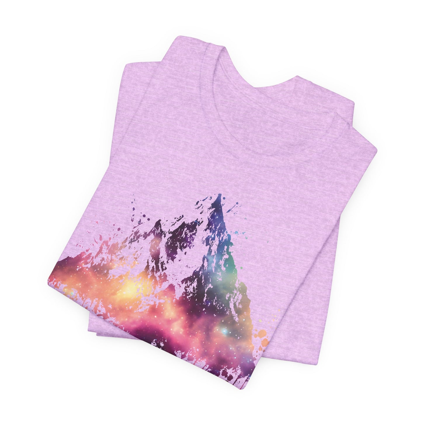 Space Mountain Watercolor Tee — Colorful Drip Peak Graphic T-Shirt