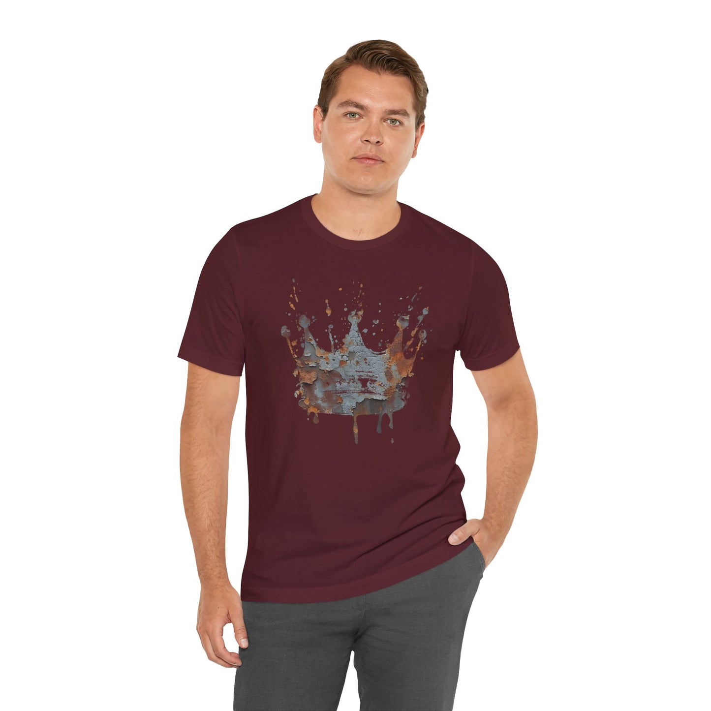 Weathered Kingdom T-Shirt — Watercolor Drip King Crown Graphic Tee