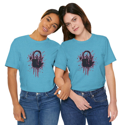 Locked Up Graphic Tee — Dark Splatter Lock Design