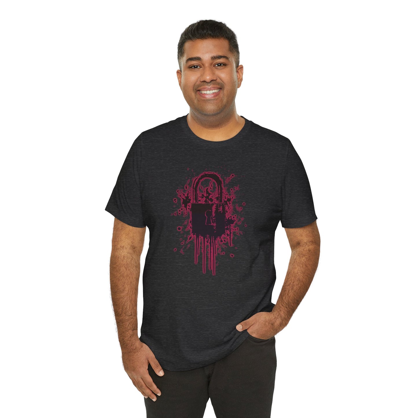 Locked Up Graphic Tee — Dark Splatter Lock Design
