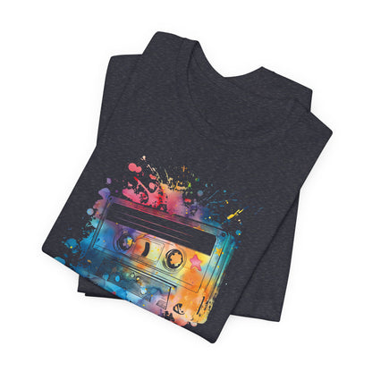 Retro Watercolor Cassette Tape T-Shirt — Vintage Music Tee