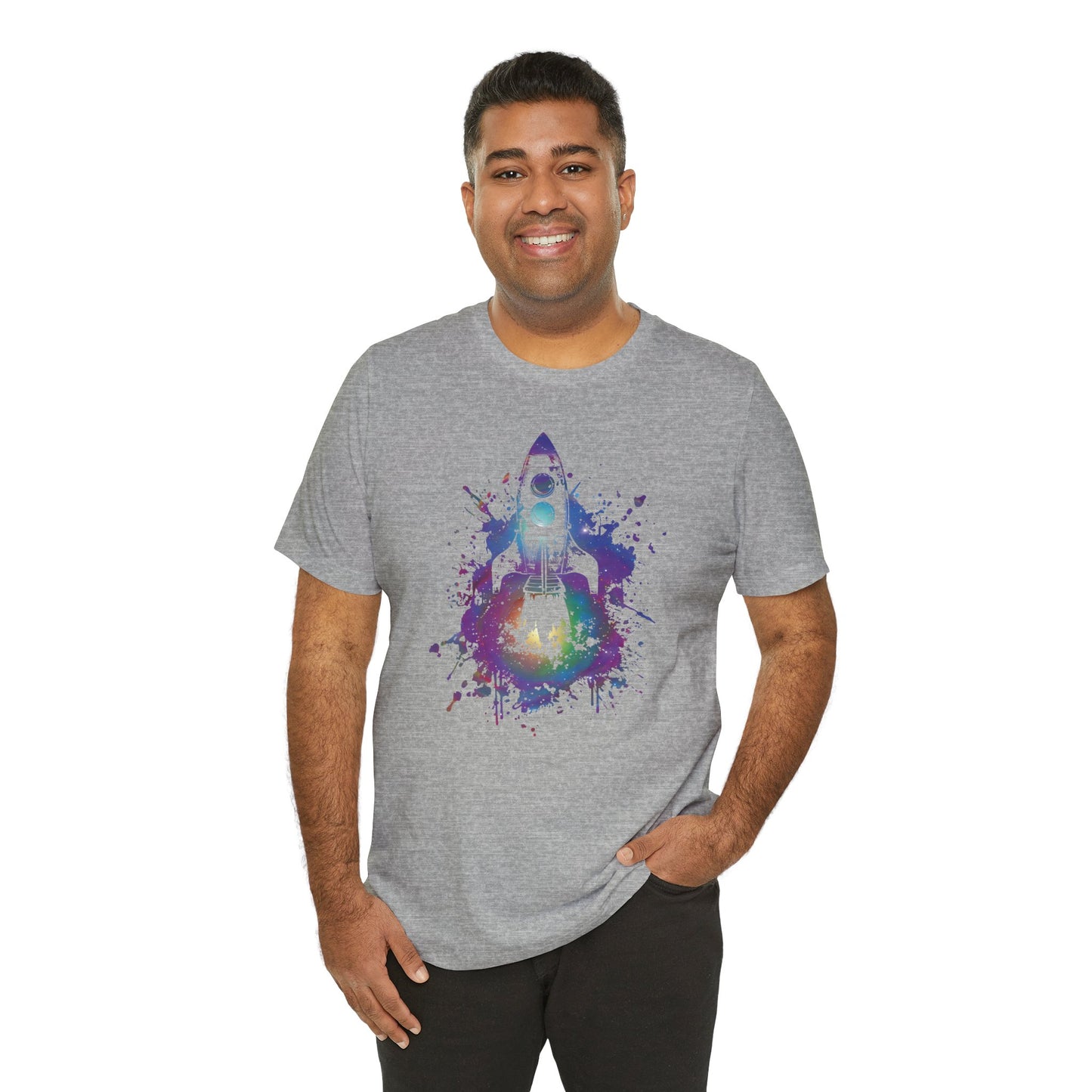 Rocket Ship T-Shirt — Colorful Space Launch Graphic Tee