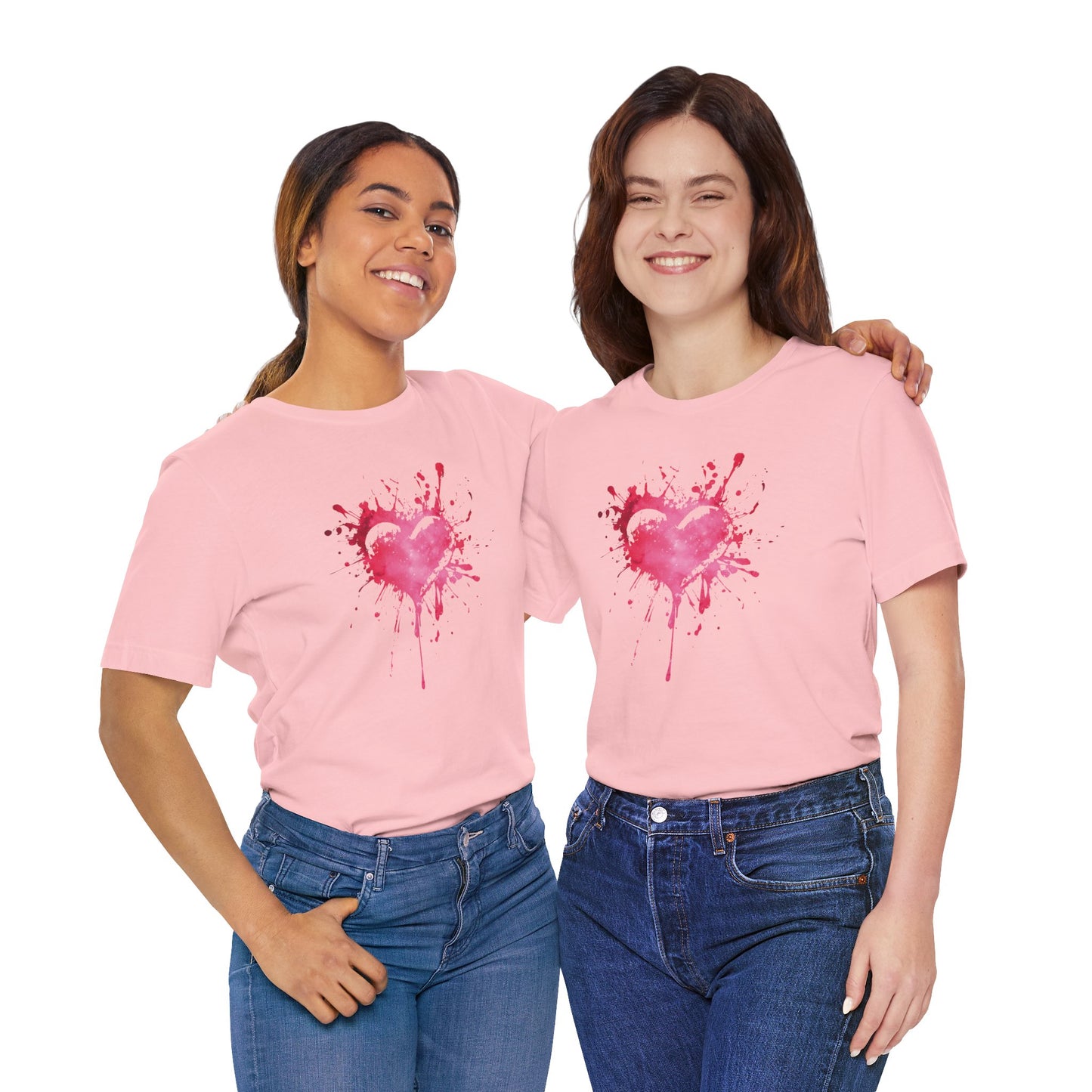 Heart Paint Splash T‑Shirt — Watercolor Pink Heart Graphic Tee