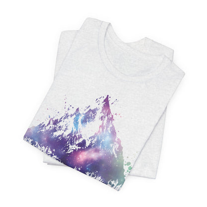 Space Mountain Watercolor Tee — Colorful Drip Peak Graphic T-Shirt