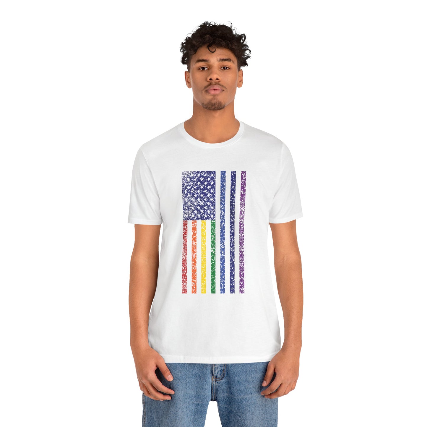 LGBTQ+ Distressed American Flag T-Shirt