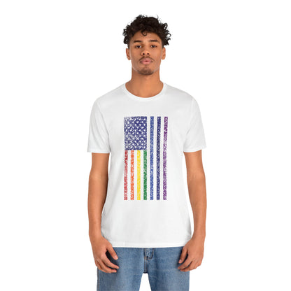 LGBTQ+ Distressed American Flag T-Shirt