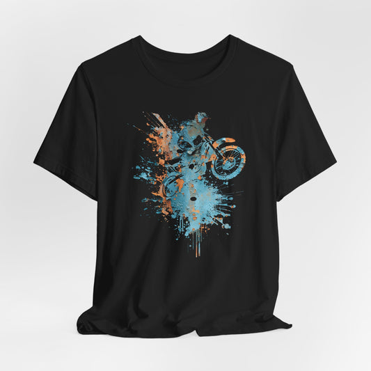 Motocross Splash Graphic Tee — Dirt Bike Rider Art T-Shirt
