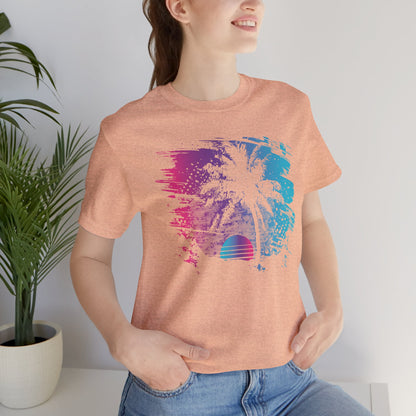 Retro Palm Sunset Tee — Vintage Beach Palm Tree T-Shirt