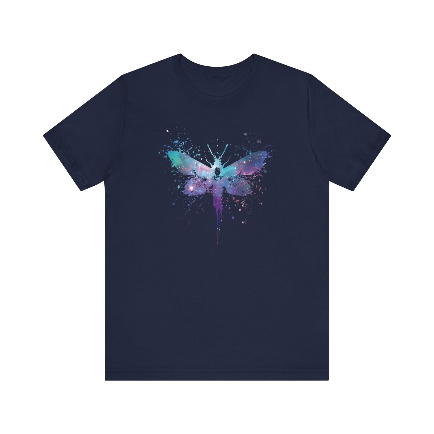 Galaxy Moth Graphic Tee - Watercolor Splatter Butterfly T-Shirt