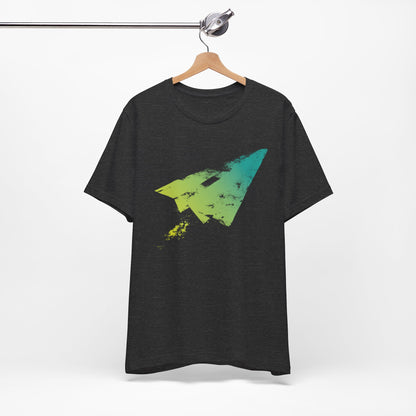 Paper Airplane Graphic Tee — Green Gradient Flight T‑Shirt