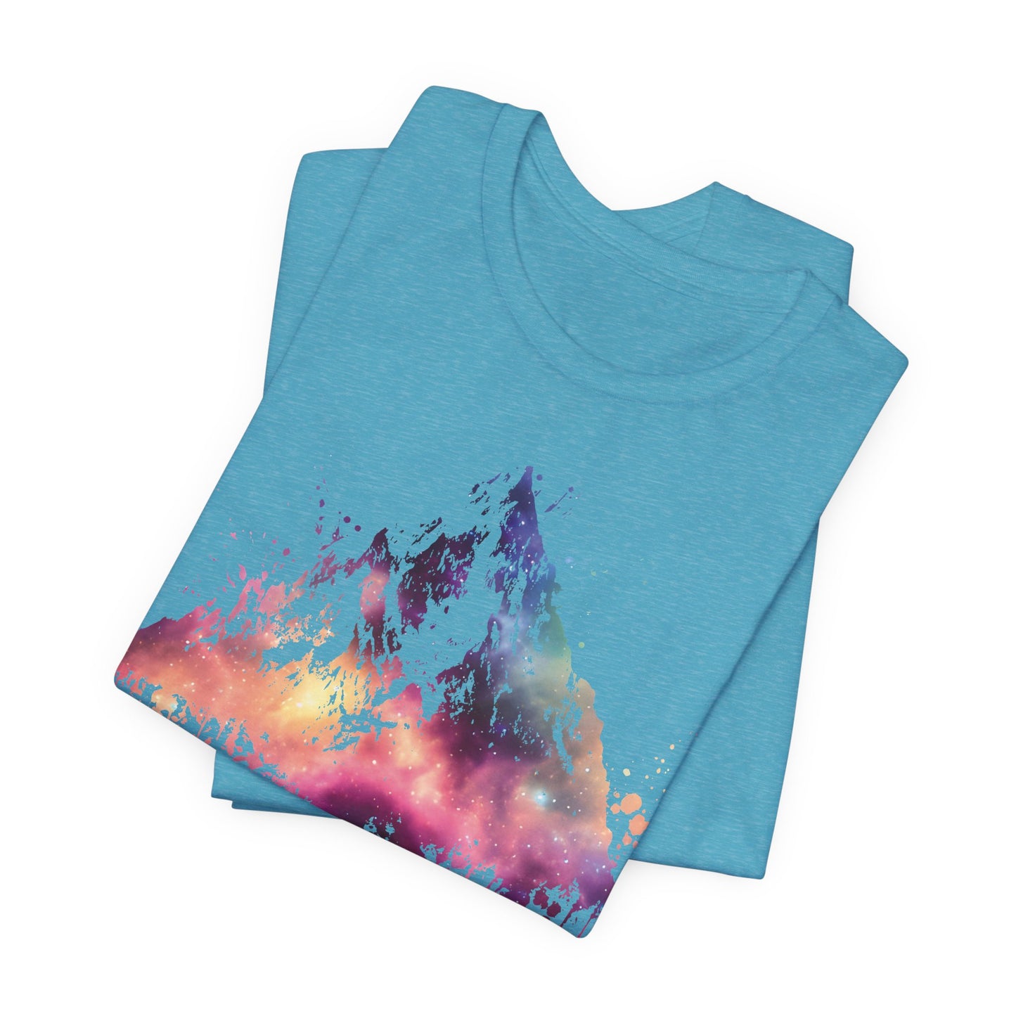 Space Mountain Watercolor Tee — Colorful Drip Peak Graphic T-Shirt