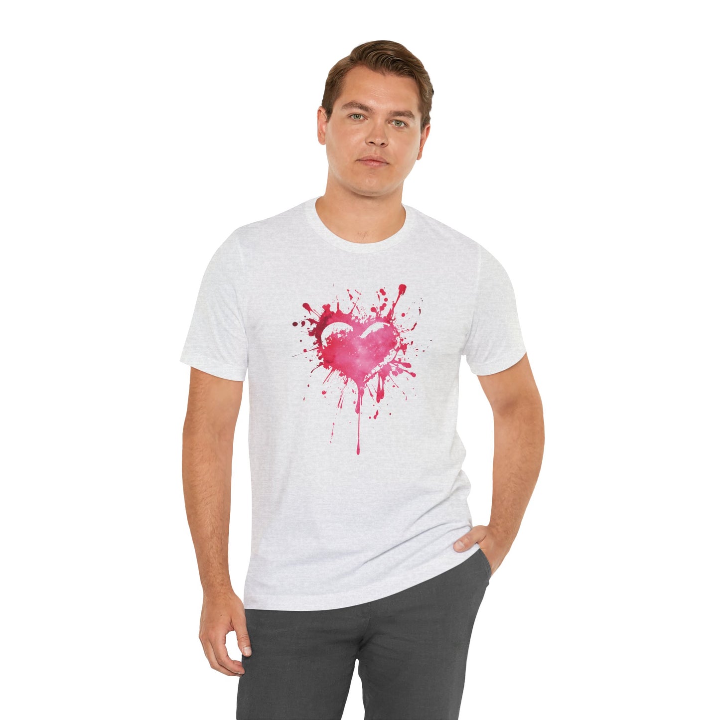 Heart Paint Splash T‑Shirt — Watercolor Pink Heart Graphic Tee