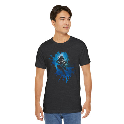 Watercolor Skateboarder T-Shirt — Blue Splash Graphic Tee