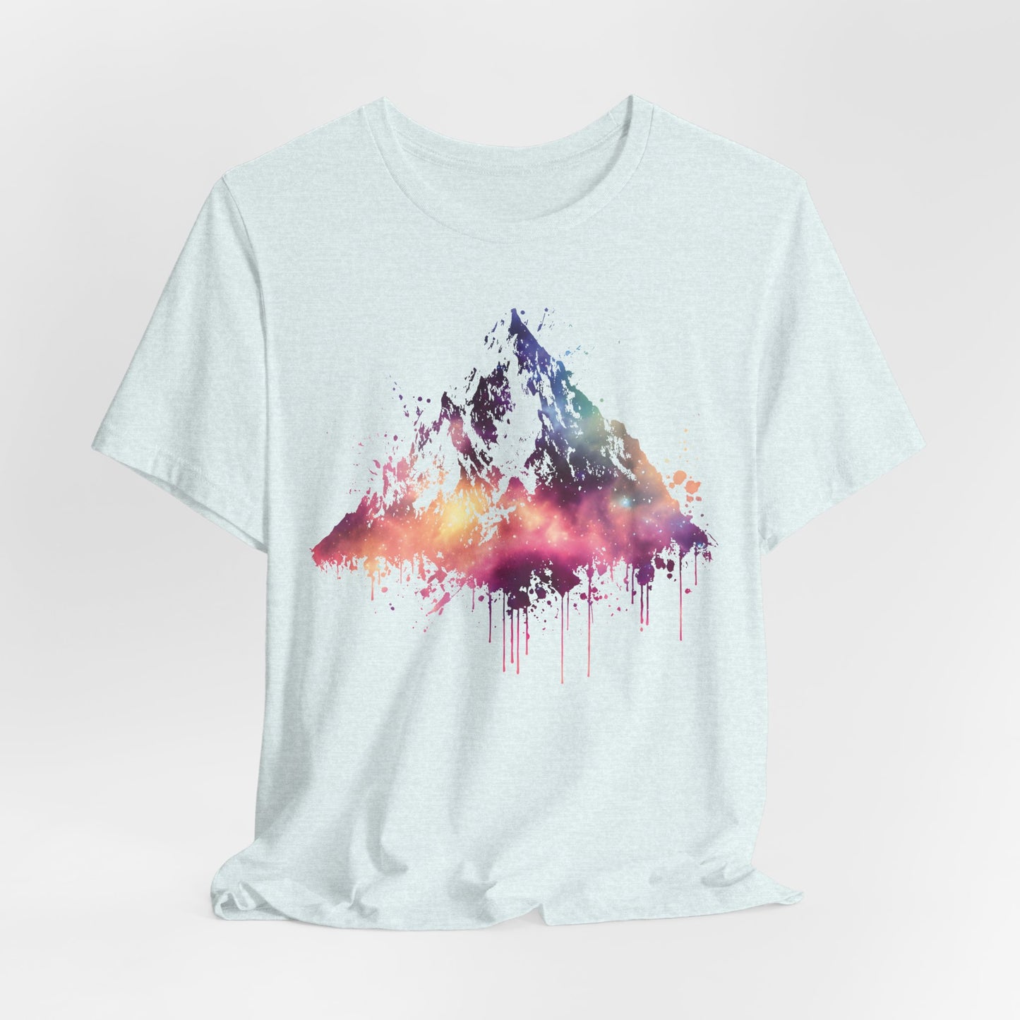 Space Mountain Watercolor Tee — Colorful Drip Peak Graphic T-Shirt