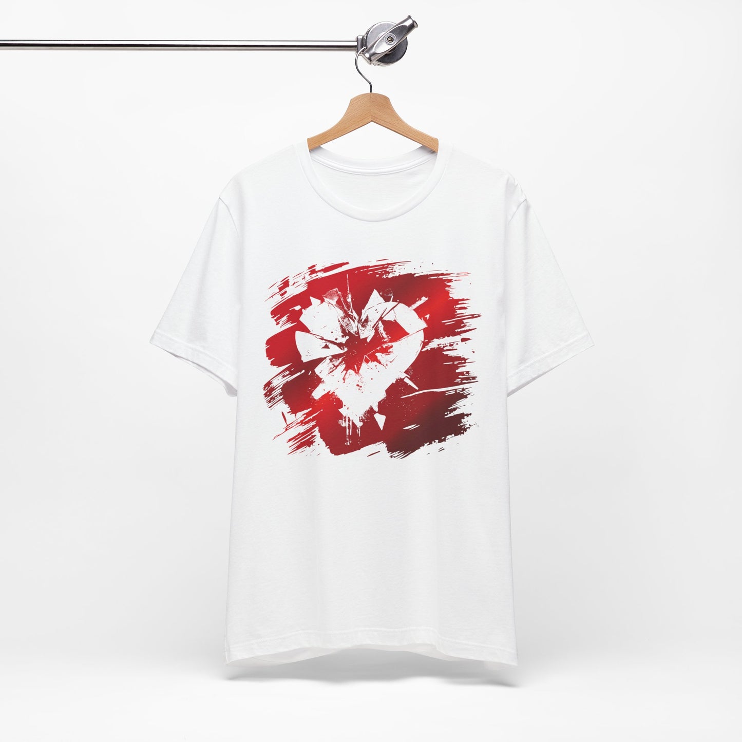 Broken Heart Brushstroke Tee — Distressed Red Heart Graphic Shirt