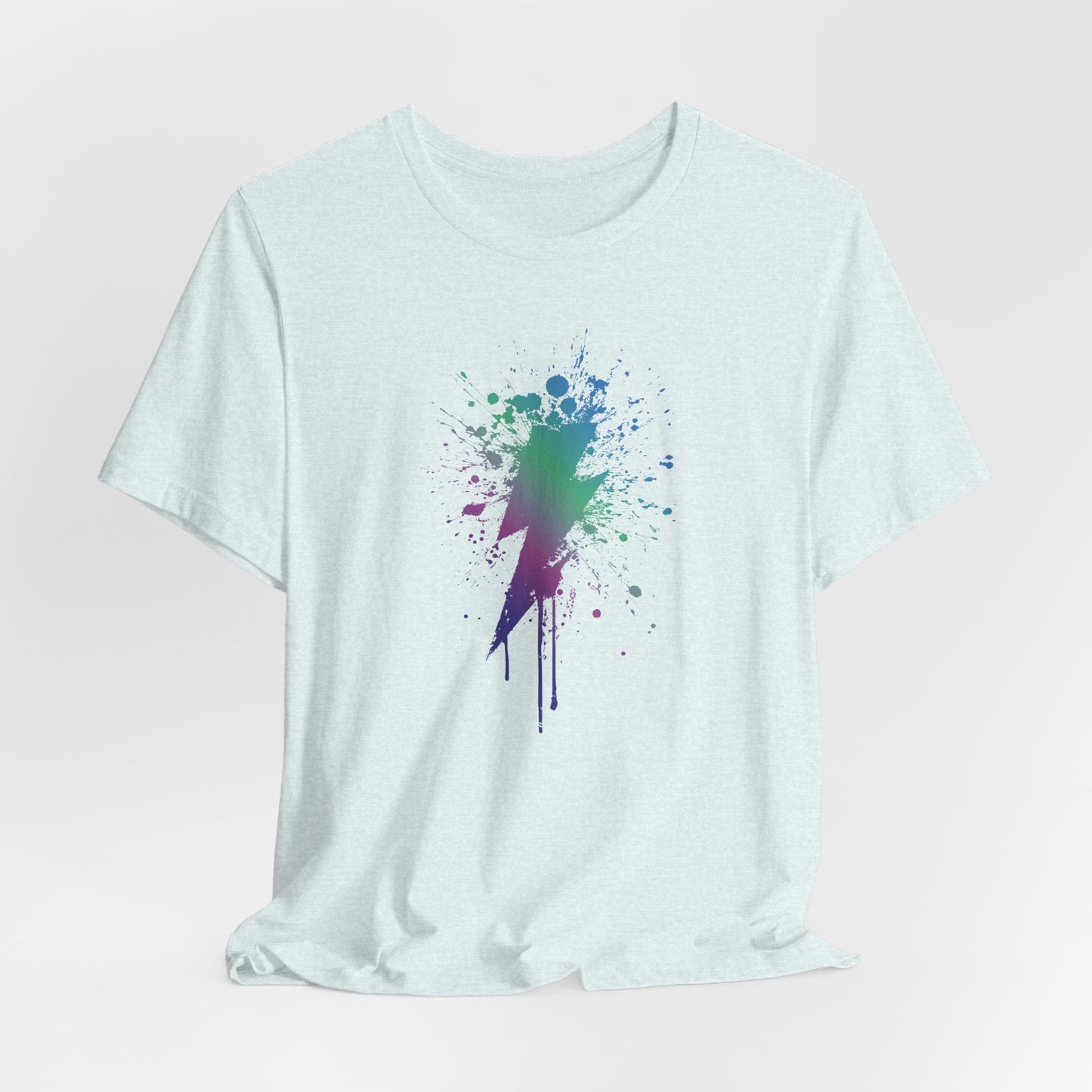 Lightning Bolt Paint-Splash T-Shirt — Colorful Graffiti Graphic Tee