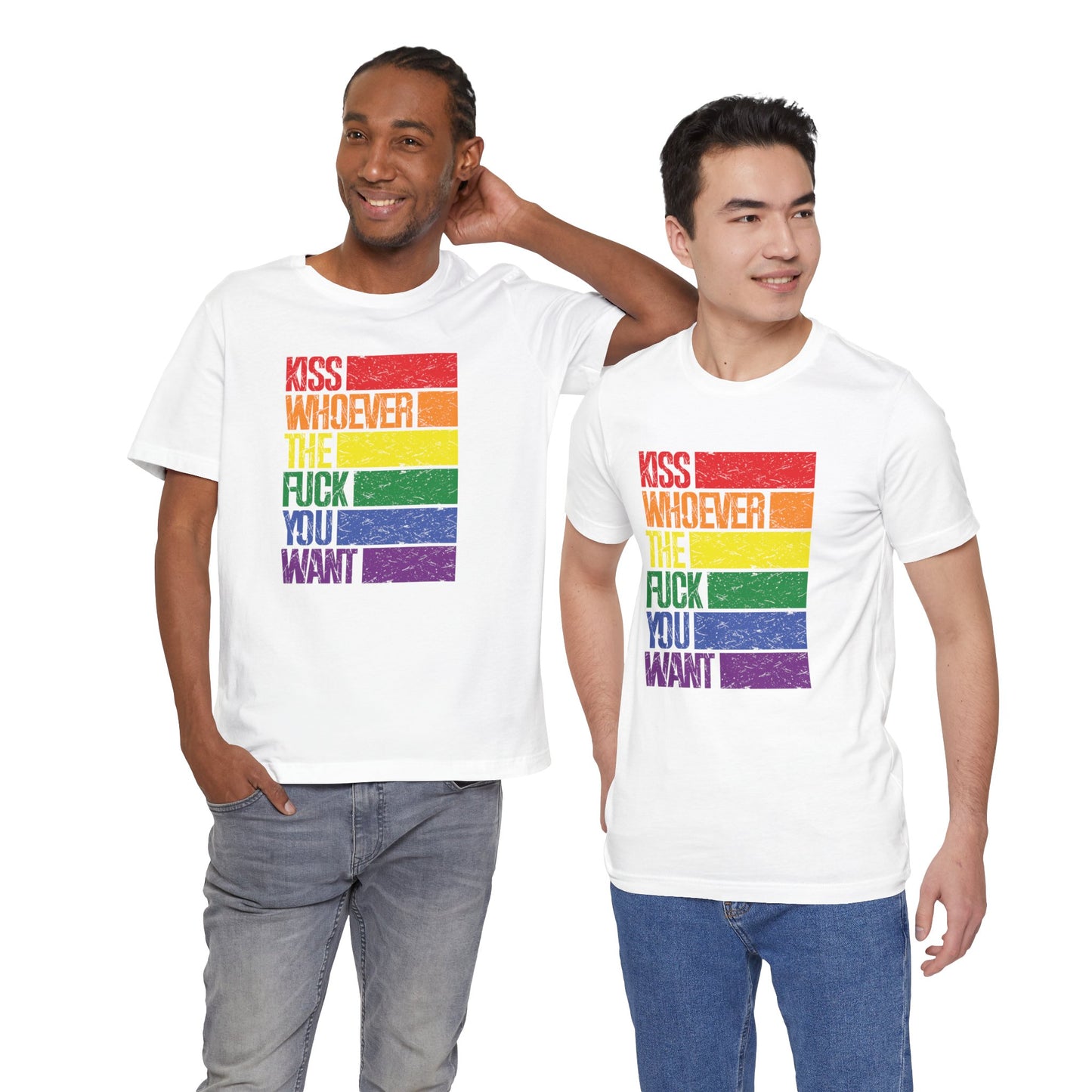 T-Shirt — "Kiss Whoever the F**k You Want" Rainbow Pride Tee