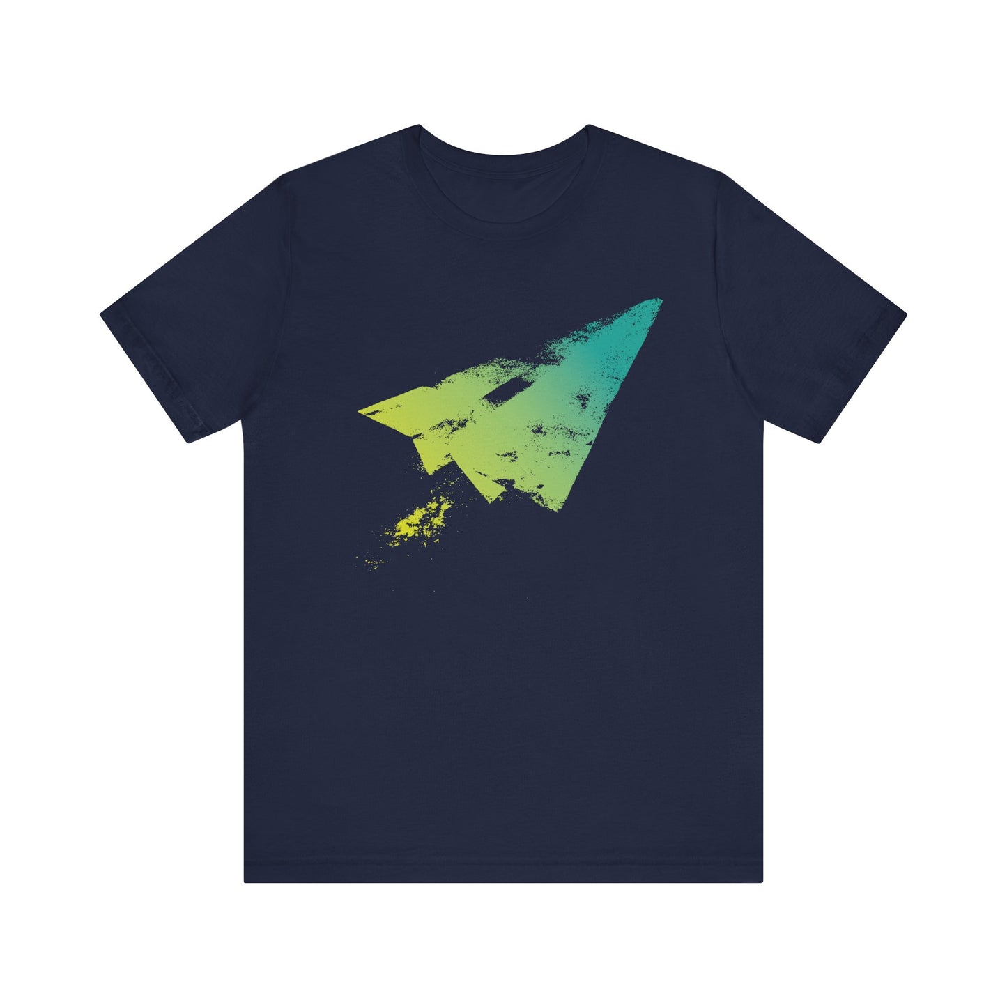 Paper Airplane Graphic Tee — Green Gradient Flight T‑Shirt