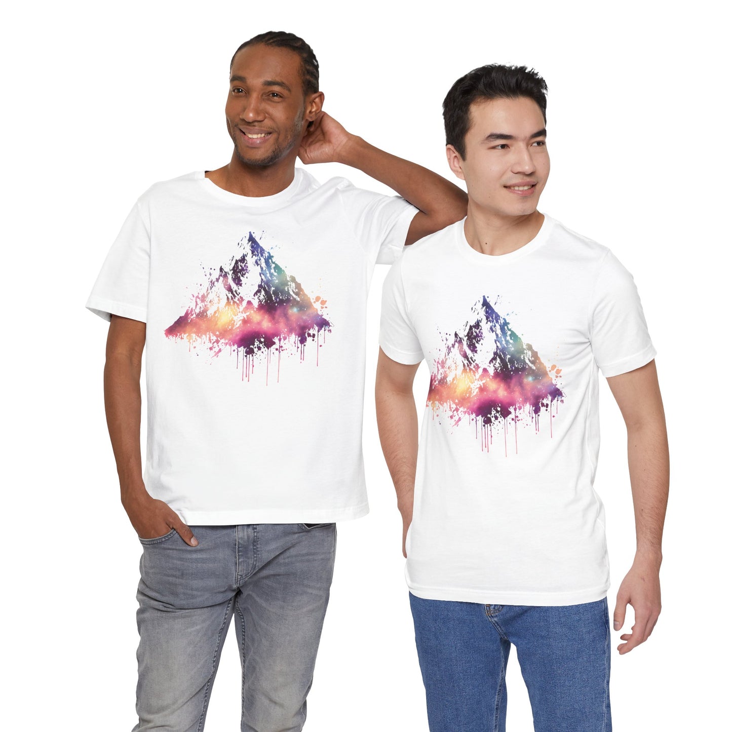 Space Mountain Watercolor Tee — Colorful Drip Peak Graphic T-Shirt