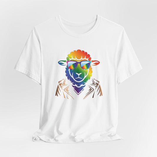 Cool Rainbow Sheep T-Shirt — Retro Sunglasses Lamb Graphic Tee